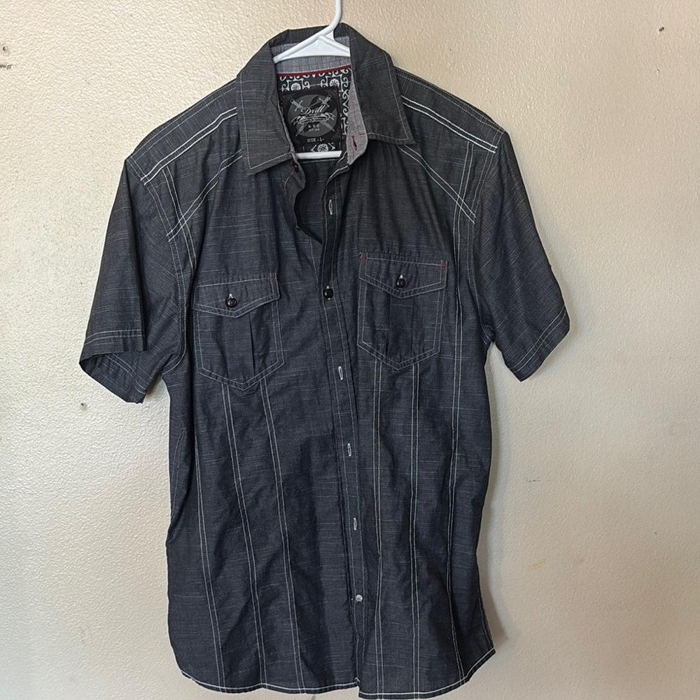Drill Clothing Company Men's  Short Sleeve Shirt Grey Large